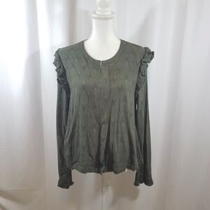 Hinge Olive Ruffle Crop Jacket L